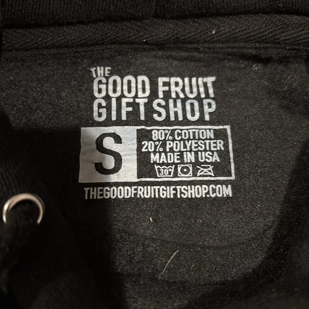 The Good Fruit Gift Shop, Black Graphic Hoodie Sz Small New Without Tags View 4